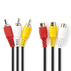 Cavo Video Composito 3x RCA maschio-3x RCA femmina 2m Nero ND5572 Nedis