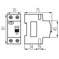 Thermomagnetischer Differentialschalter 20A 6kA 2P KRO6 Kanlux KA2138 Kanlux