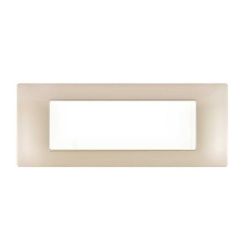 Placca in tecnopolimero 7 posti color champagne compatibile Vimar Plana EL816 