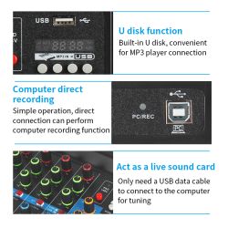 Mixer professionale 5 canali Bluetooth/USB/Stereo RCA SP695 