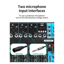 Mixer professionale 4/7 canali Bluetooth/USB/Stereo RCA SP522 